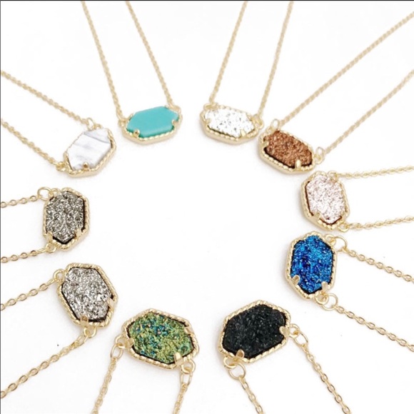 Dainty Drusy Minimalist Pendant Necklace - Picture 5 of 7